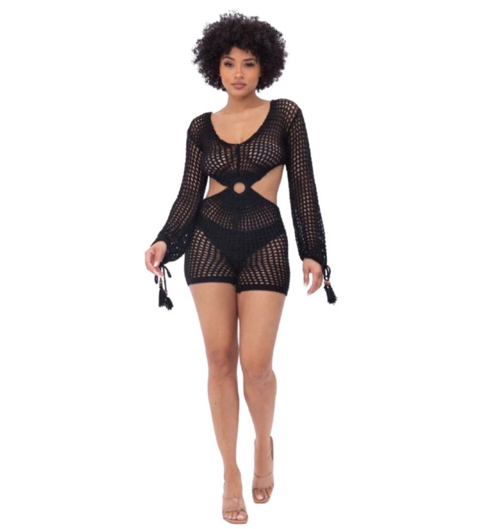 Fashion House Fishnet Crochet Romper